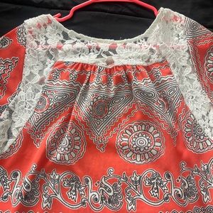 Silky tangerine lace top